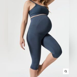 Blanqi Maternity Belly Support Crop Leggings Storm Blue L